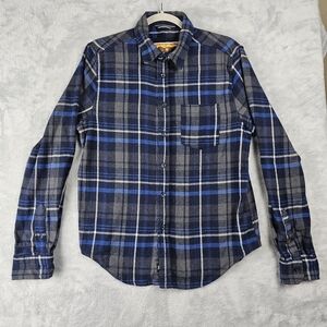 Eigth Avenue Long Sleeve Shirt Mens Size Medium Button Up Blue Plaid